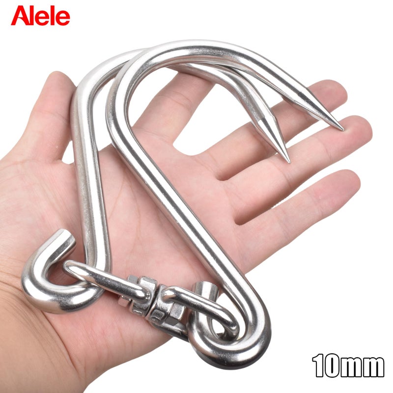 Alele Swiveling Meat Hook,10mm Heavy Duty Stainless Steel Processing Butcher Hooks - Large Fish,Hunting,Carcass Hanging Hook Pack of 2 (13inch Swiveling Meat Hook) - Image 2